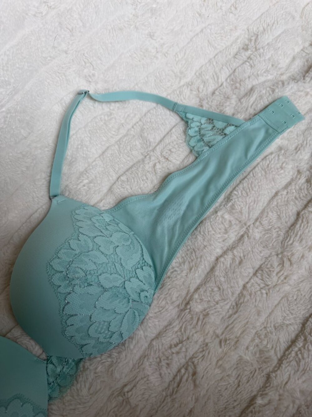 Maidenform 36B Push-Up & In Plunging Neckline Lace Bra Aqua DM9900 - Picture 11 of 12
